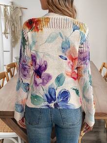 EMERY ROSE New Autumn Casual Loose Hollow Out Mesh Layered Fashionable Knit Blouse For Women Fall Sweater - Apricot - View 2