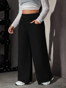 Flexra Summer Elegant Black Straight Leg Loose Fit Stretch High Waist Tummy Control Commuting Daily Wear Plus Size Jeans For Women - Black - View 6