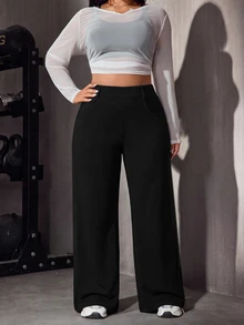 Flexra Summer Elegant Black Straight Leg Loose Fit Stretch High Waist Tummy Control Commuting Daily Wear Plus Size Jeans For Women - Black - View 5