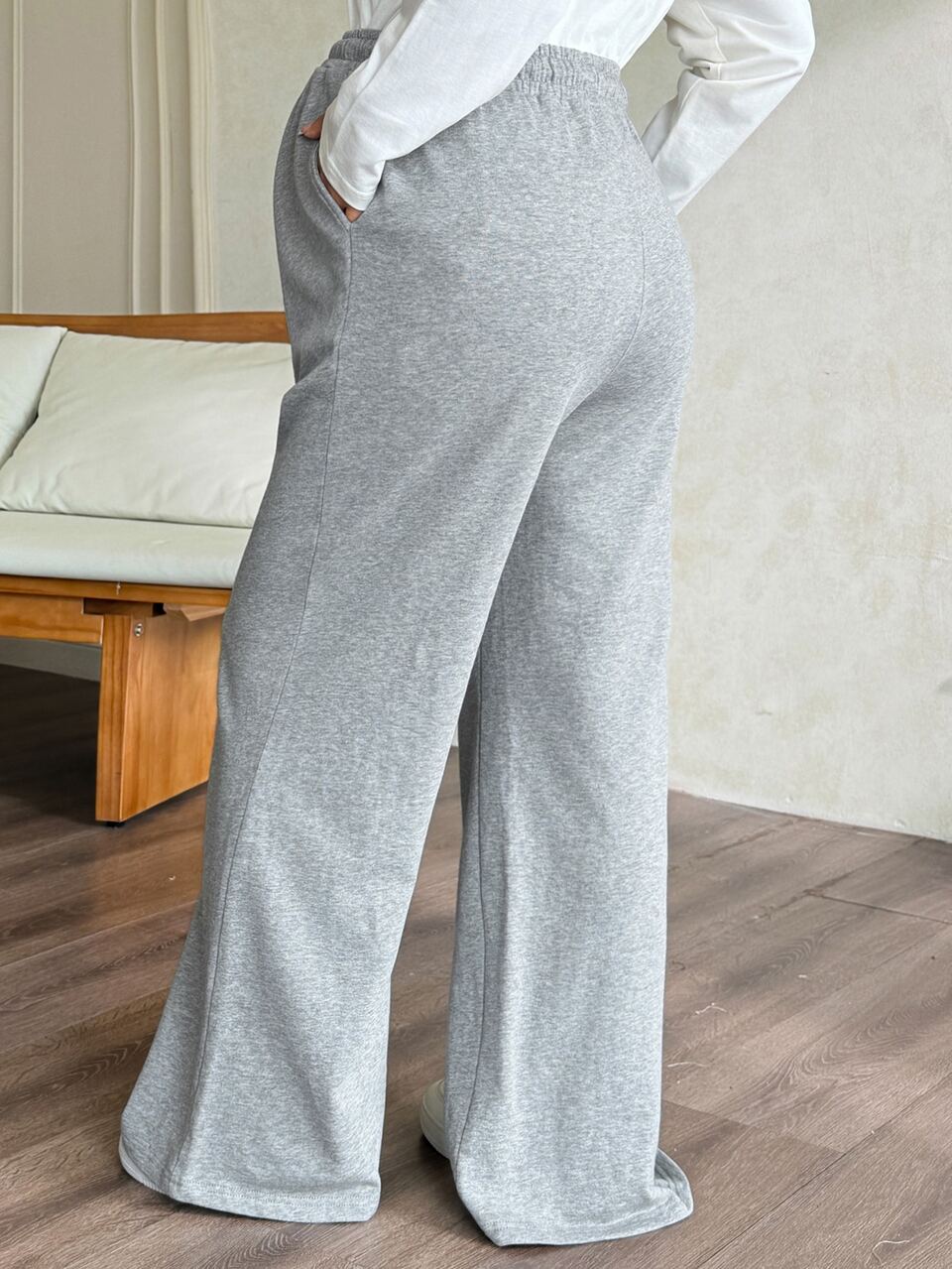 Solid Color Loose Drawstring Elastic Waist Long Pants Casual Sports Streetwear Autumn/Winter Maternity Sweatpants Vacation