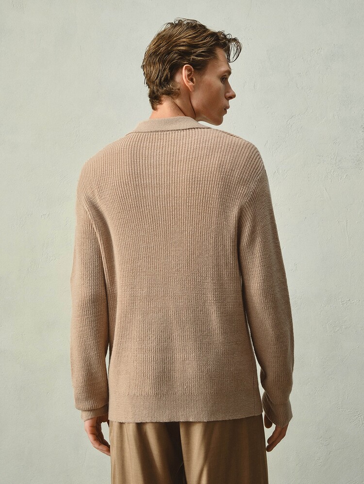 Horizaway Fabric Upgraded With Wool Men's Casual Versatile Solid Color Sweater, Autumn/Winter Formal Old Money - Camel - View 2