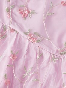 SHEIN MOD 大尺碼女款優雅露肩刺繡收腰中長洋裝，綠色，舞會、婚禮賓客、正式場合 - 粉色 - 查看 4