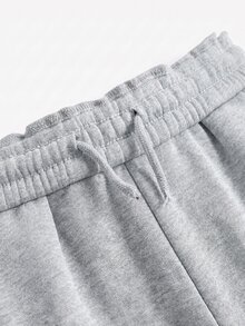Kids Tween Girl Knitted Light Gray Loose Casual Versatile Drawstring Pocket Wide Leg Sweatpants - Multicolor - View 6