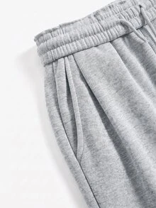 Kids Tween Girl Knitted Light Gray Loose Casual Versatile Drawstring Pocket Wide Leg Sweatpants - Multicolor - View 5