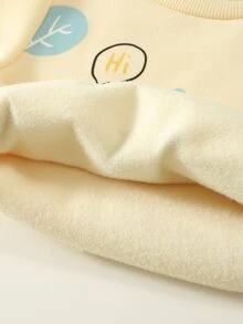 SHEIN 中性嬰兒男/女童 2件組秋冬保暖內裡加厚休閒可愛動物圖案黃色運動衫套裝 嬰兒冬季穿搭套裝聖誕 - 黃色 - 查看 5