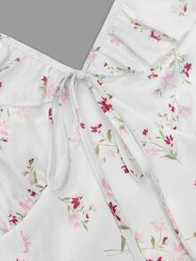 Selamara Women's Casual Ditsy Floral Ruffle Hem Short Dress For Vacation - White - View 6