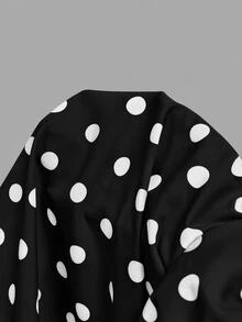SHEIN MOD Plus Size French Polka Dot Print Dress, Vintage Vacation Style - Black - View 4