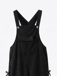 Girls' Jumpsuit, Fleece, Fall Clothes, Fall, All-Season New Style, Fashion Casual, Black, Decorated With Black Bowknot Autumn Winter - Black - View 3