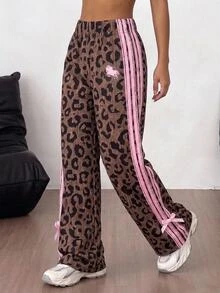 SHEIN بنطلون رياضي طويل بطبعة نمر كاجوال لفصل الخريف/الشتاء للفتيات المراهقات - متعدد الألوان - مشاهدة 8