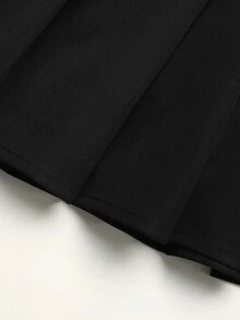 SHEIN Tween Girls Black Spaghetti Strap Dress With Built-In Shorts - Black - View 7