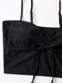 Vaytide Summer Beach Knot Front Shorts Bikini - Black - View 6