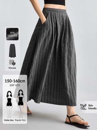 Ontre Petite 2026 Herfst/Winter Nieuwe Vakantiestijl Feestoutfit Dames Donkerkoffiebruine Lange Rok Elastische Taille Verborgen Rits Minimalistisch Elegant Stedelijk Modern Veelzijdig Woon-werkverkeer Leraar Casual Strand Bruiloftsgast Feestoutfit