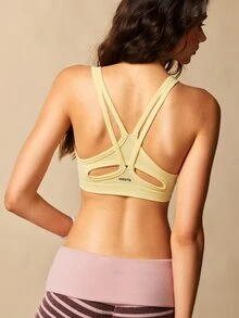 VARSIVA Women Minimalist Solid Color Seamless Sports Activewear Top Bra - Yellow - View 8