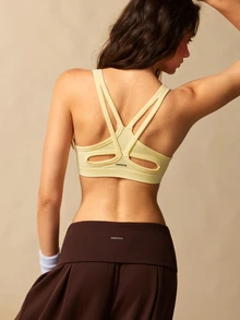 VARSIVA Women Minimalist Solid Color Seamless Sports Activewear Top Bra - Yellow - View 5
