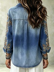 Bytebia Bytebia Vintage American Floral Print Women Loose Button-Up Long Sleeve Shirt - Multicolor - View 2