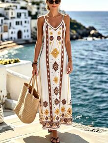 Selamara Women's Floral Print Spaghetti Strap Dress For Vacation - Multicolor - View 5