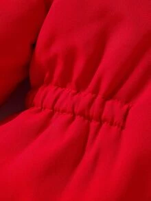 女童拉鍊連帽毛絨內裡加厚外套 秋冬款 - 紅色 - 查看 5
