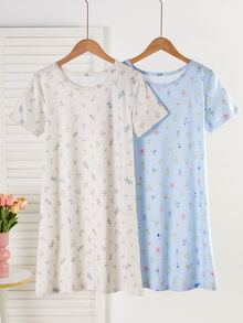 Tween Girl Ditsy Floral Dress Loungewear - Multicolor - View 4