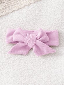 SHEIN Playful Pals 新生女嬰 2件組：荷葉邊肩帶兔子泡泡連身衣 + 蝴蝶結髮帶，柔軟透氣，適合拍照與日常穿著 - 淡紫色 - 查看 6