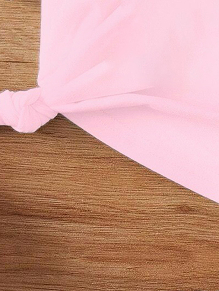 SHEIN Young Girl' Casual Cute Raccoon & Slogan Printed Short Sleeve T-Shirt, Fashion & Comfortable For Spring/Summer - Pink - View 4