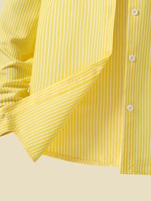 SHEIN 3 PiecesTeenage Outfit: Yellow Striped Shirt, White Printed Top, And Loose Yellow Striped Pants, Casual Commuting Wear Autumn Birthday Beach - Multicolor - View 6