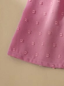 SHEIN 女童粉色彼得潘領洋裝，夏季泡泡袖公主裙，兒童幼童溫柔風優雅短袖洋裝 - 粉色 - 查看 6