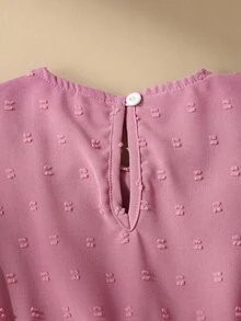 SHEIN 女童粉色彼得潘領洋裝，夏季泡泡袖公主裙，兒童幼童溫柔風優雅短袖洋裝 - 粉色 - 查看 7