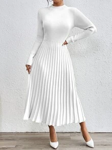 RosyDaze Solid Color Minimalist Casual Everyday Dress Fall Winter Cloth For Women - White - View 8