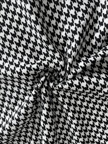 Louniche Houndstooth Print Dual Pocket Overall Dress Without Sweater - Black and White - View 8