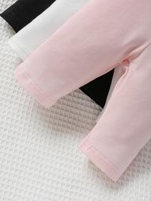 SHEIN Vintaside Kids Baby Girl Newborn 3pcs Knot Front Pants Chic Autumn/Winter - Multicolor - View 6