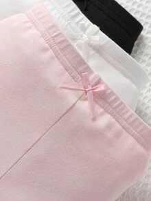SHEIN Vintaside Kids Baby Girl Newborn 3pcs Knot Front Pants Chic Autumn/Winter - Multicolor - View 4