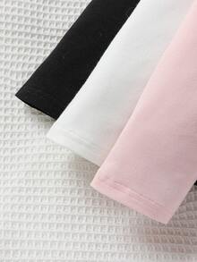 SHEIN Vintaside Kids Baby Girl Newborn 3pcs Knot Front Pants Chic Autumn/Winter - Multicolor - View 5