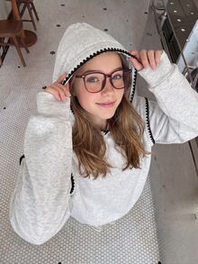 SHEIN Sparklyn Tween Girl Casual Street Style Grey Shell Pattern Sweatshirt, Suitable For Streetwear, Sweatshirt - Grey - View 4