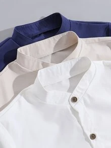 SHEIN 3pcs/Set Boys' Casual Multi-Color Collared Shirt, Suitable For Daily, Commute, Vacation Wear, Minimalist Texture, Comfortable - Multicolor - View 7