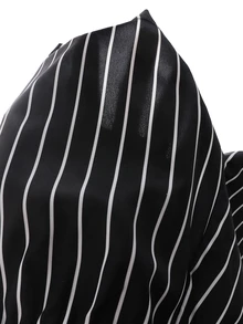 SHEIN 1件男童休闲条纹短裤，适合夏季穿着 - 黑色 - 查看 3