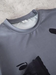 Coolqubz 2件套休闲卡通人物印花T恤套装，适合青少年男孩日常通勤和运动穿着 - 灰色 - 查看 3