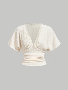 SHEIN MOD Apricot Textured Comfortable Casual 2 Pieces Set For Vacation - Apricot - View 9