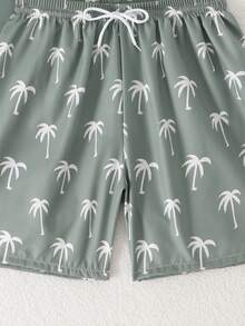 SHEIN Boys Swim Set 2 Pieces UPF 50+ Swim Trunks And Rash Guard Long Sleeves Bathing Suits Quick Dry Swimwear For Teen Boy 12-16Y,Summer,Vacation,Holiday - Olive Green - View 4