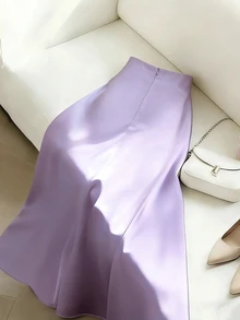 Selianne 新款编织缎带设计金属装饰优雅日常女裙 - 紫色 - 查看 2