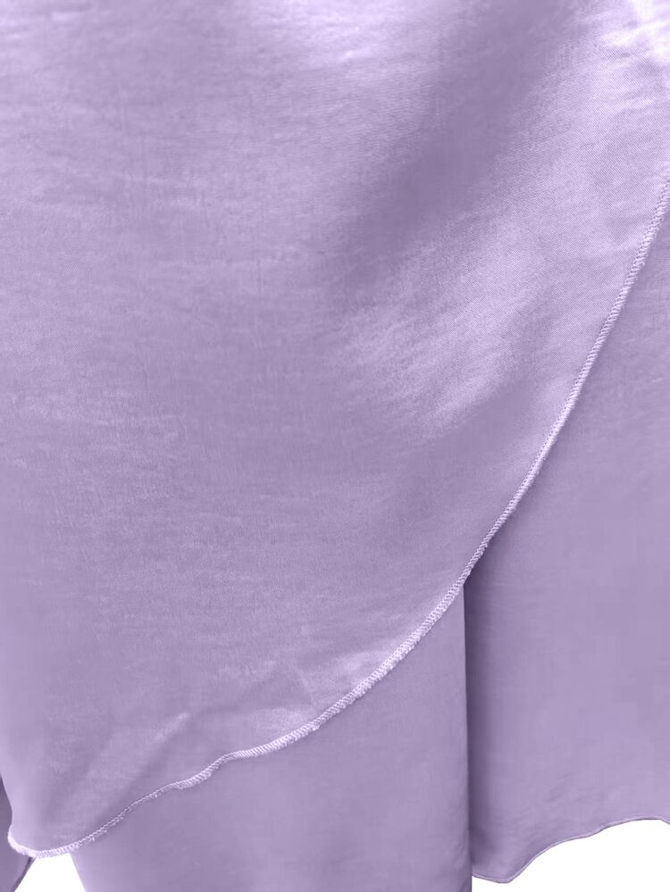 Selianne New Woven Satin Ribbon Design Metal Decor Elegant Daily Wear Women Skirt - Purple - View 7