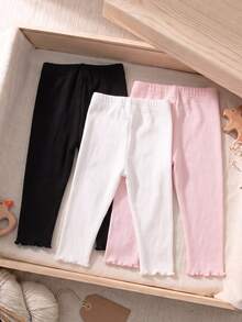 SHEIN 3pcs/Set Baby Girl 0-3 Years Old French Style New Minimalist Leggings,  Comfortable Minimalist And Sweet Style, All-Match And Versatile Fall Clothes - Multicolor - View 2