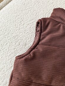 SHEIN 女嬰秋季3件套，蝴蝶結印花燈芯絨加厚背心、衛衣與鬆緊腰長褲，柔軟大地棕色，簡約可愛秋季穿搭，尺寸6個月至3歲，適合親子搭配 - 彩色 - 查看 7