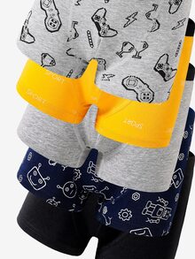 5pcs Boys' Solid Color Robot Game Console Print Comfortable Cotton Briefs Boys Boxers Pack,Backto SchoolFashion Summer White Autumn Fall - Multicolor - View 4