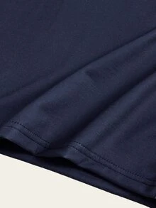 SHEIN Explorewe 两件套男童海军蓝 Polo 领刺绣条纹学院风上衣和卡其色直筒裤套装，适合日常、复古校园风、运动街头风、返校季、春秋季穿着。 - 卡其色 - 查看 4