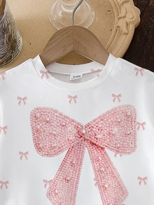 Summer Baby Girl Casual Multi-Piece Set, Brown & Apricot Leopard Print Cartoon Rabbit Pattern, Round Neck Short Sleeve T-Shirt & Shorts - Multicolor - View 4