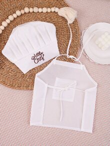 SHEIN Bộ trang phục chụp ảnh sơ sinh cho bé trai gồm mũ đầu bếp trắng và tạp dề, đạo cụ chụp ảnh cho bé 1 tháng và 100 ngày, phong cách mùa thu - trắng - Xem 9