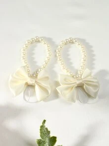 SHEIN Newborn Baby Girl Photo Prop Accessory Pearl Bowknot Footwear Decoration Autumn Fall - Beige - View 9