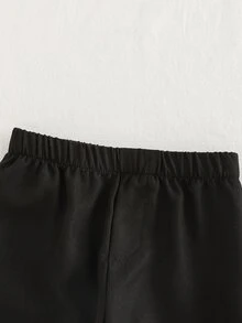 SHEIN Playful Pals Unisex Baby Pants Versatile Suitable For All Occasions Can Be Worn In Any Season With Decorative Buttons Front Center Added Design Autumn Formal - Black - View 5