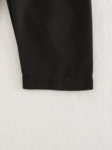 SHEIN Playful Pals Unisex Baby Pants Versatile Suitable For All Occasions Can Be Worn In Any Season With Decorative Buttons Front Center Added Design Autumn Formal - Black - View 6