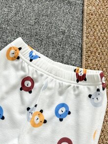 SHEIN Playful Pals 男嬰復古簡約可愛日系風淡黃色配米白色長袖上衣對比色長褲套裝 春/秋 親子穿搭 - 黃色 - 查看 7